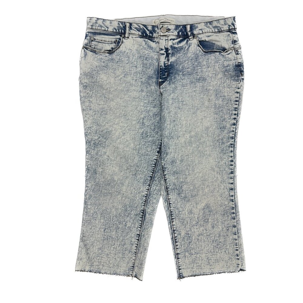 Cato Mid Rise Crop Raw Hem Women's size‎ 16 Acid Wash Blue Denim Jeans